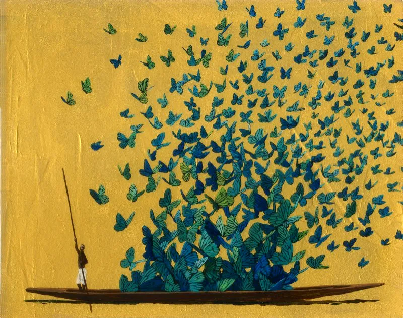 Emperador azul | Acrlico sobre madera | 20 cm x 30 cm | 2009 