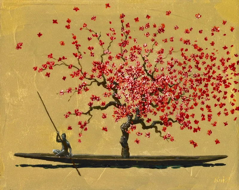 rbol rosa | Acrlico sobre madera | 20 cm x 30 cm | 2009 