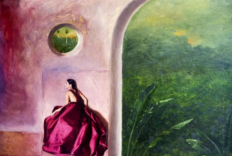 El llamado de la selva | leo y collage sobre tela | 50 cm x 70 cm | 1989 