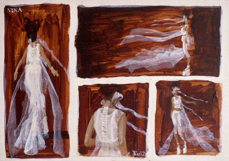 Vestuario para el montaje de La Gaviota, dirigida por Alejandro González y Ma Zhenghong | Acrílico sobre papel | 2000