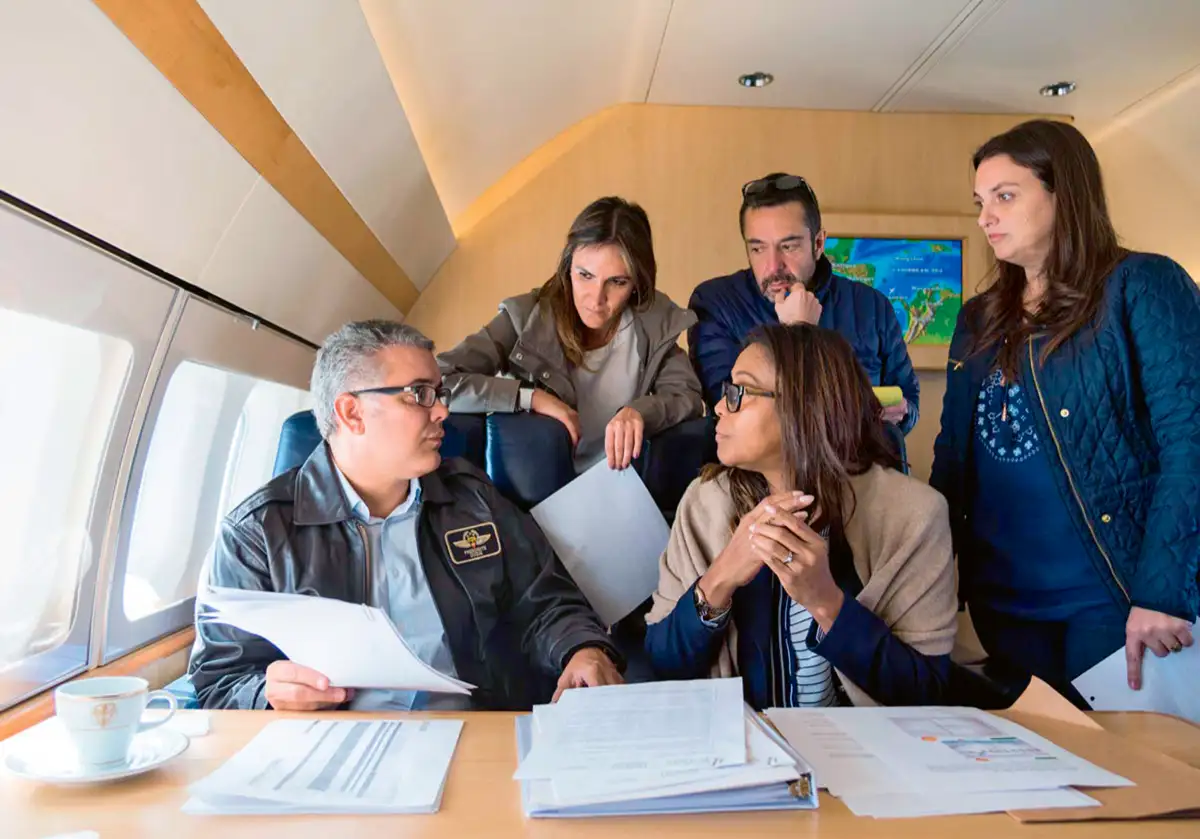 Viaje al archipiélago de San Andrés el primer día de trabajo, en compañía de María Paula Correa, Cármen Vásquez ministra de Cultura y Karen Abudinen, 8 de agosto de 2018.