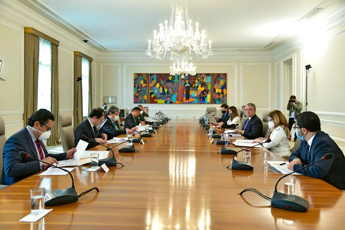 Consejo de Seguridad en el salón Consejo de Ministros, Casa de Nariño, Bogotá, 27 de julio de 2020.