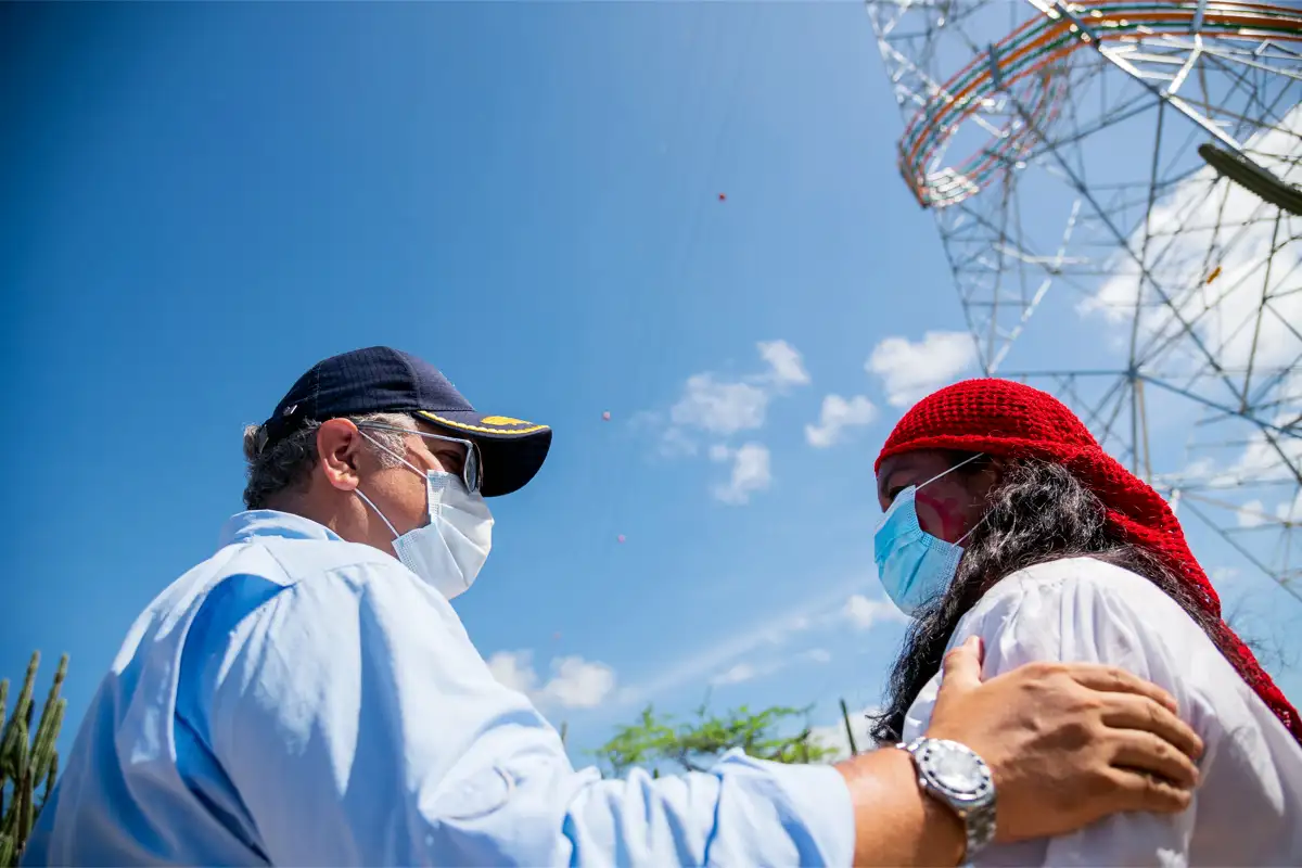 Inauguración del Anillo de Refuerzo Eléctrico de la Guajira. Torre Emblemática, sector de Cuatro Vías, Maicao, Guajira, 20 de noviembre de 2020.