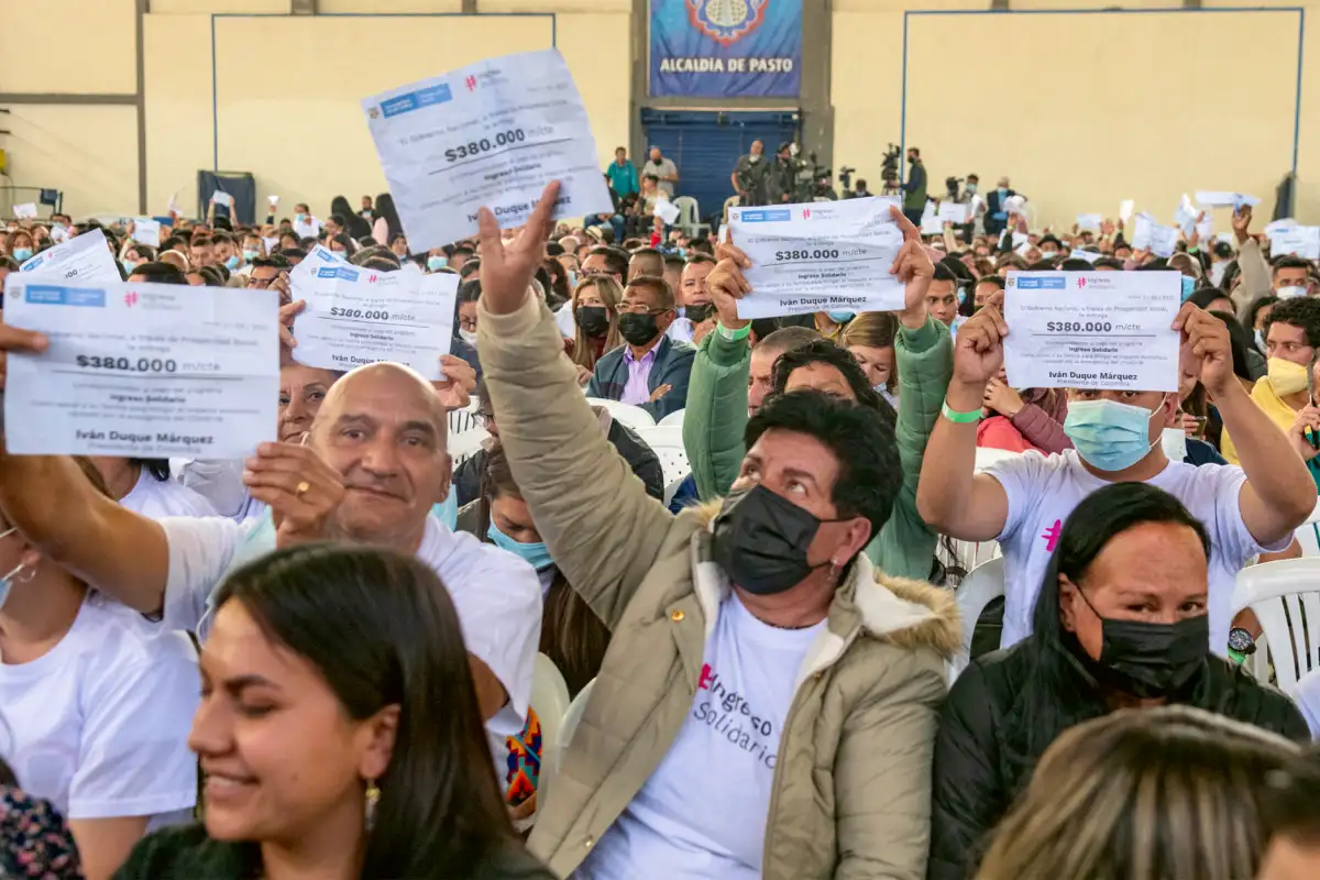 Beneficiarios de ‘4 Millones Ingreso Solidario, cumpliéndole a las regiones’. Coliseo Cubierto Sergio Antonio Ruano, Pasto, Nariño, 2 de febrero de 2022.