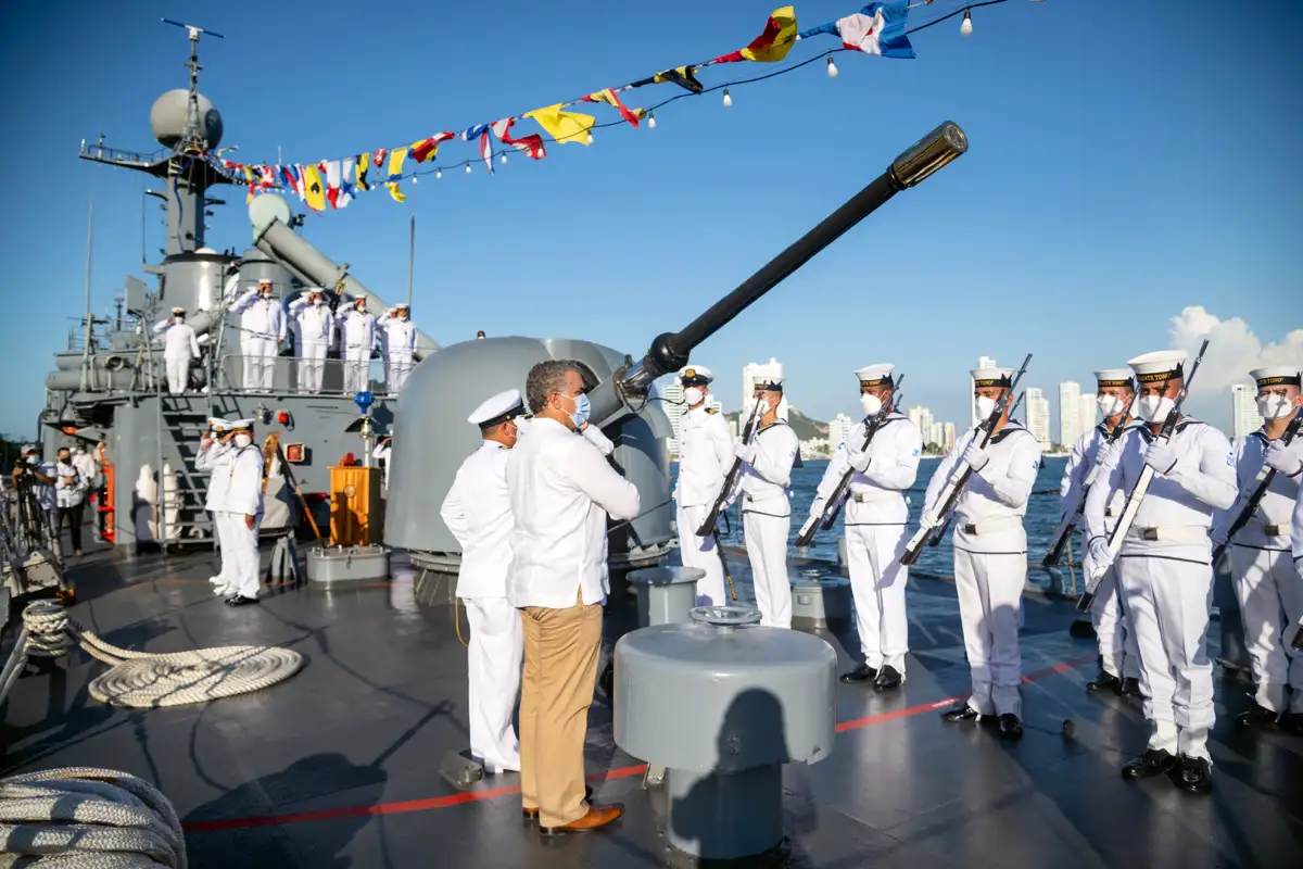 Ceremonia de bautizo del Buque arc Almirante Tono. Muelle Principal, Base Naval, Cartagena, Bolívar, 5 de enero de 2021.