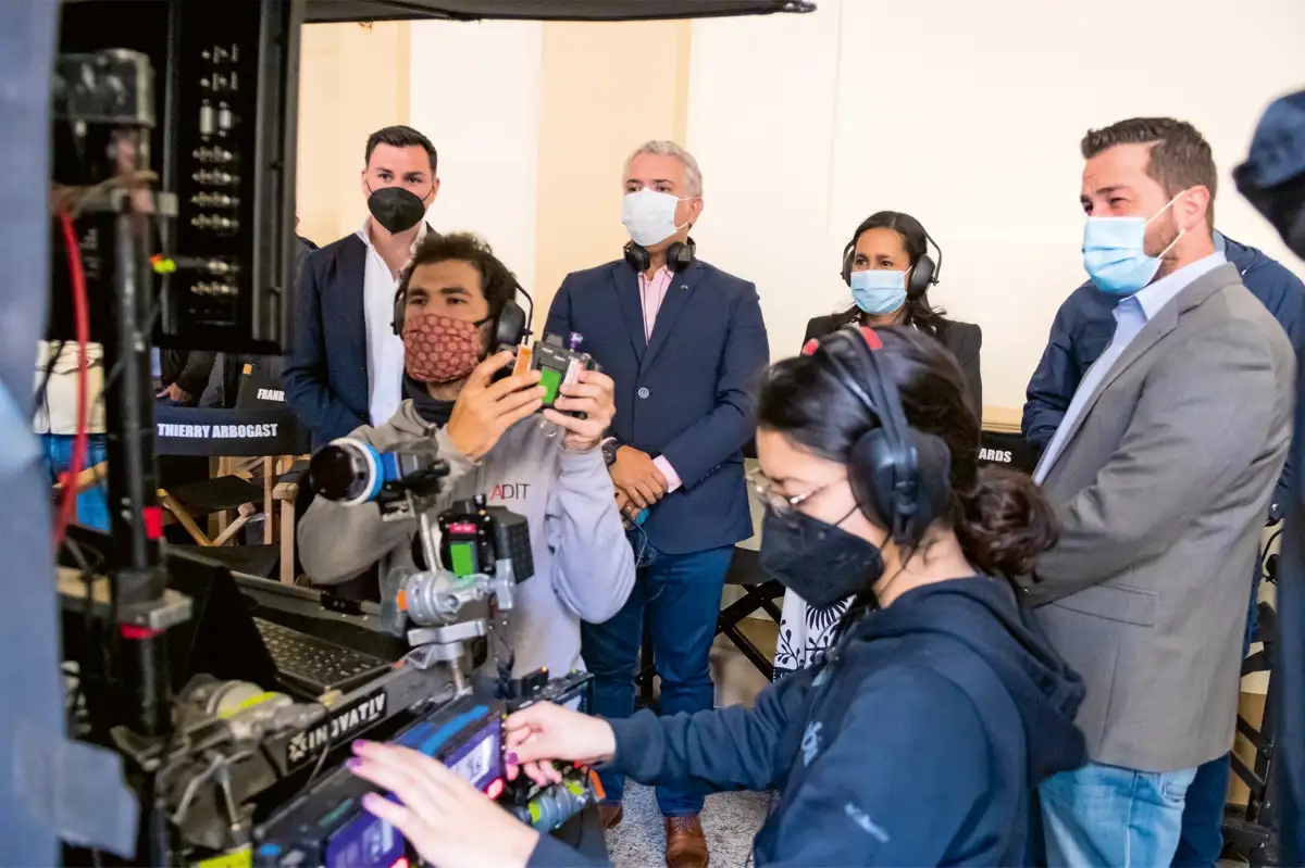 Visita rodaje largometraje ‘Freelancer’. Palacio San Francisco, Bogota, 2 de febrero de 2022.