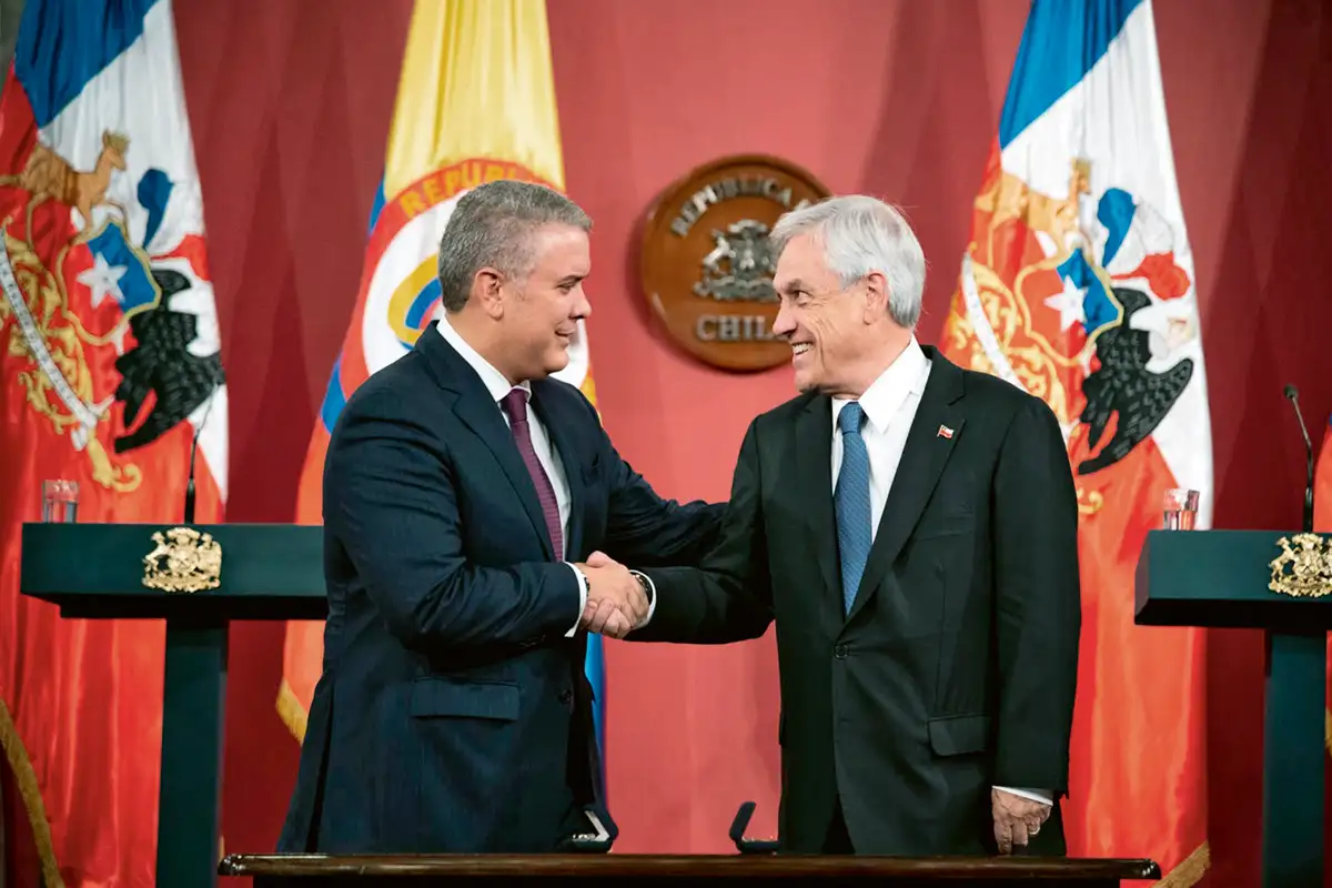 Firma de acuerdos con Sebastián Piñera, presidente de Chile. Santiago de Chile, 21 de marzo de 2019.