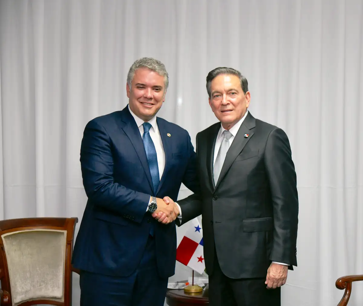 Con el mandatario panameño Laurentino Cortizo. Ciudad de Panamá, Panamá, 1 de julio de 2019.