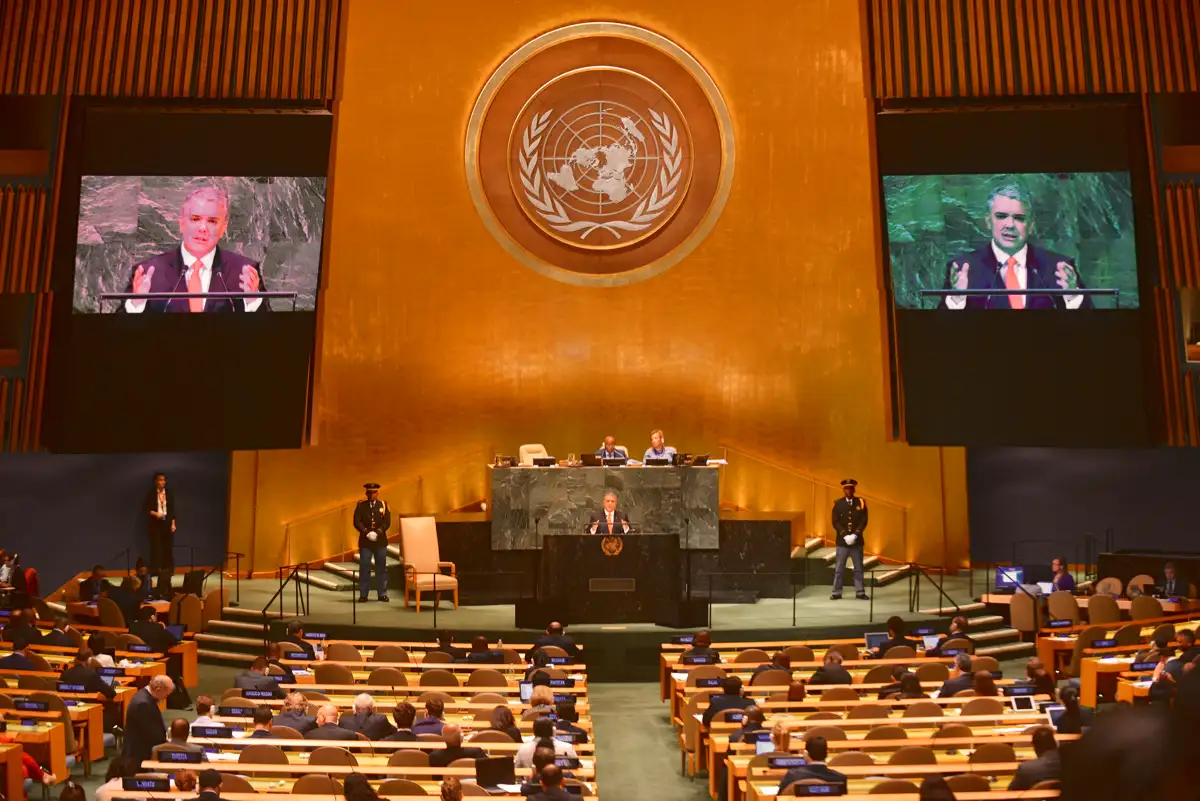 Intervención del presidente colombiano Iván Duque en la Asamblea General de la ONU. Nueva York, 1 de noviembre de 2018.