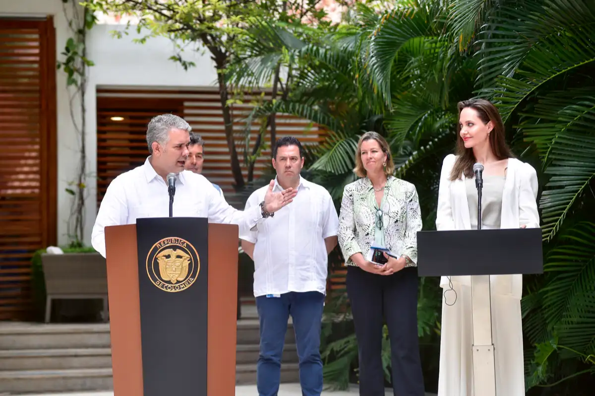 Angelina Jolie, enviada especial de ACNUR, para conocer la crisis migratoria. Cartagena, Bolívar, 8 de junio de 2019.