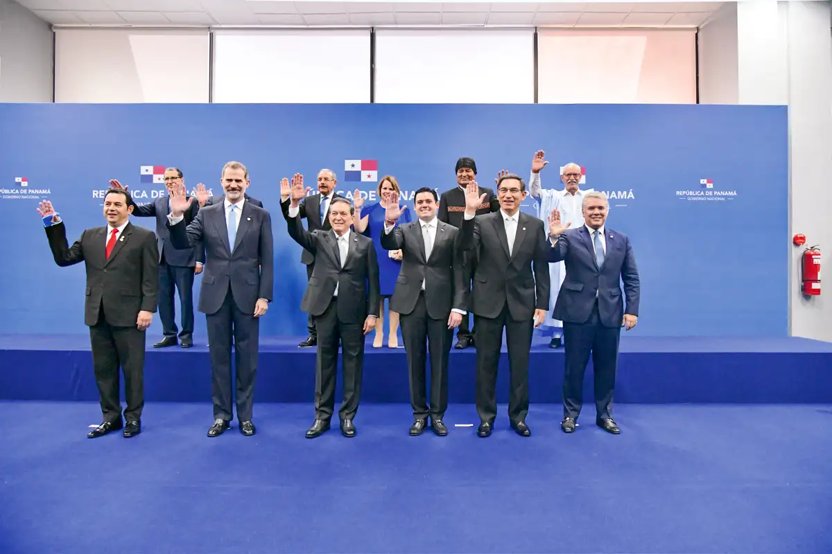 Jefes de Estado asistentes a la posesión del presidente de Panamá. Centro de Convenciones Atlapa, Ciudad de Panamá, Panamá, 1 de julio de 2019.