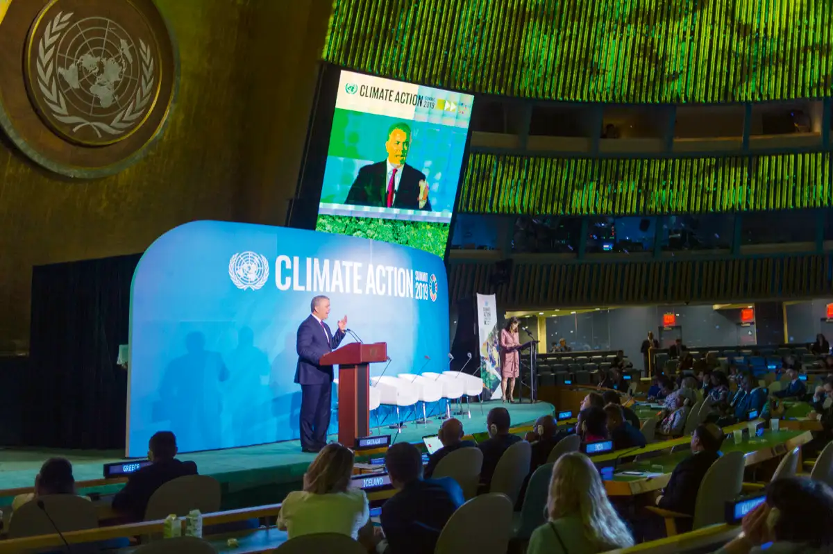 Intervención del presidente Iván Duque en la Cumbre sobre Cambio Climático celebrada en la Asamblea General de la ONU, Nueva York, 23 de septiembre de 2019.